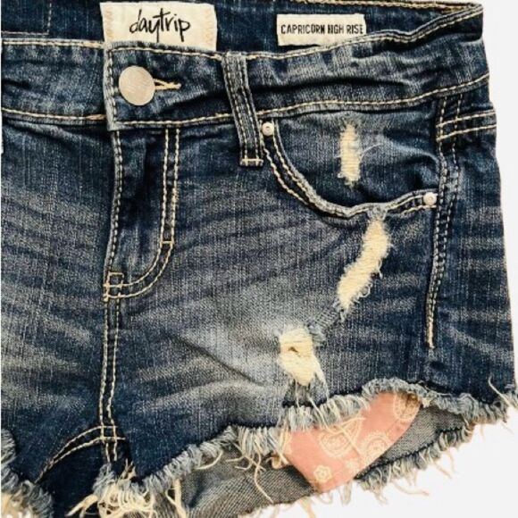 Daytrip Blue Distressed Jean Shorts - Picture 2 of 5